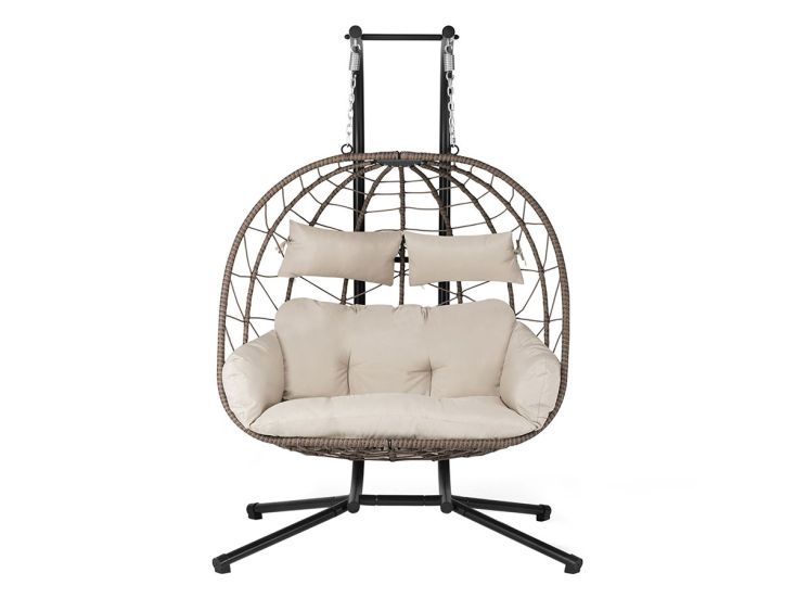 Juskys Aria Polyrattan Doppel-Hängesessel – Beige