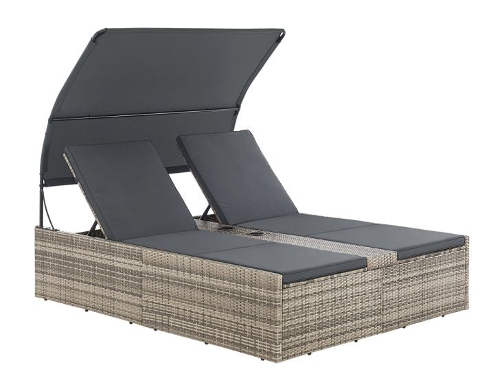 Juskys Syros Polyrattan Lounge Bed - Grey
