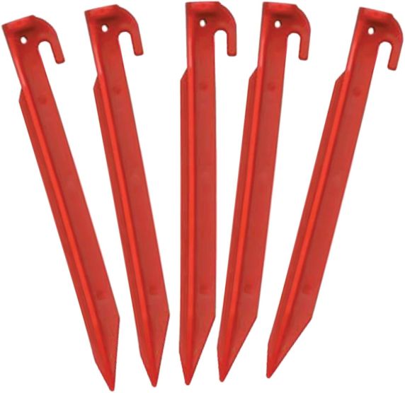 Zelt-Heringe aus Kunststoff 30 cm. 5 Stück Rot Heringe
