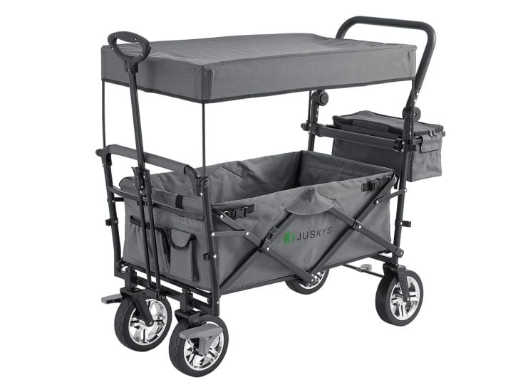 Juskys zusammenklappbarer Bolderkar mit Dach - Darkgrey