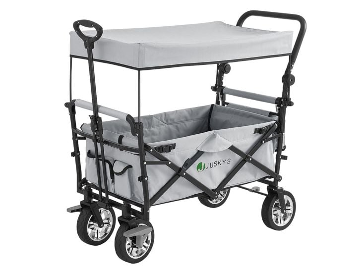 Juskys zusammenklappbarer Bolderkar mit Dach - Lightgrey