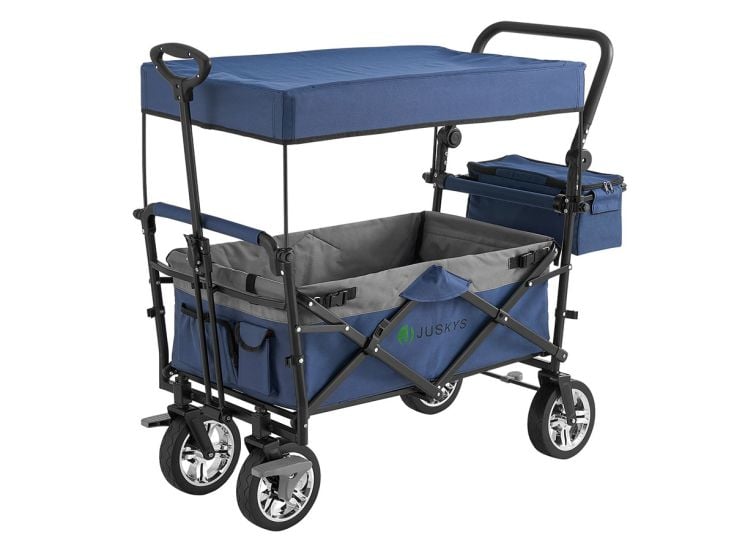 Juskys zusammenklappbarer Bolderkar mit Dach - Darkblue