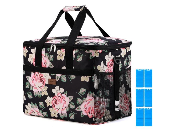 Packbare 40-Liter isolierte Kühltasche - Black Flower