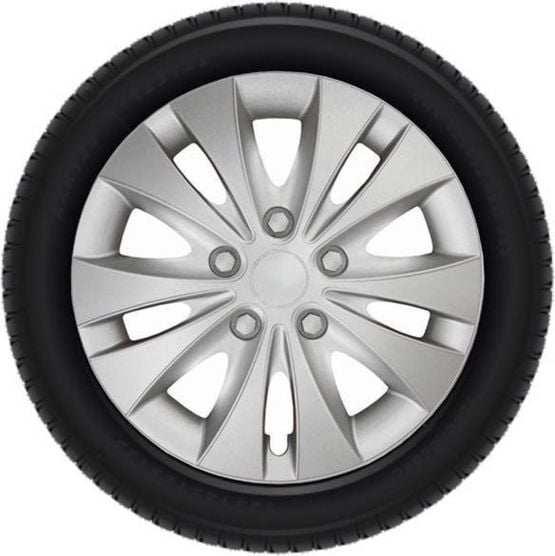 Tip-it 14 Zoll 10-Speichen Set mit 4 silbergrauen Radkappen