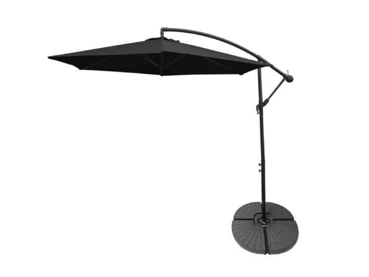 Sonnenschirm mit fächerförmigem Sockel - Schwarz