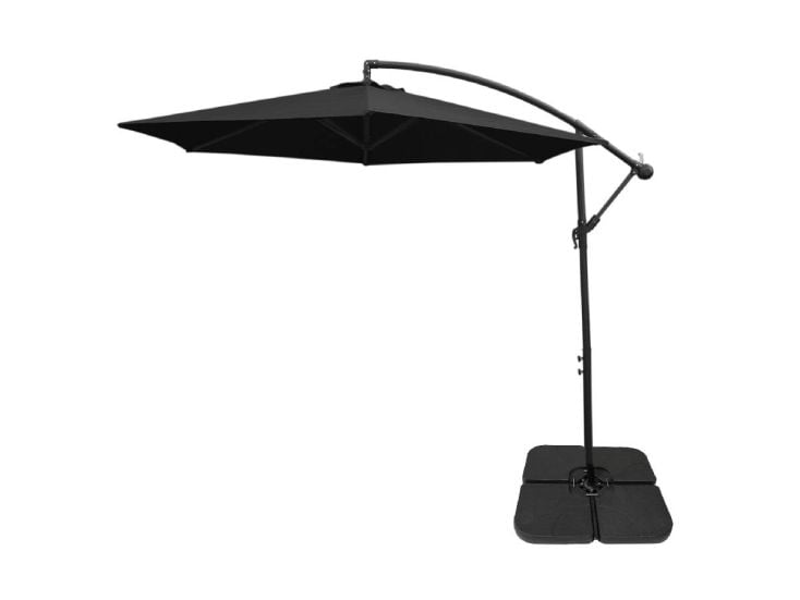 Sonnenschirm mit quadratischem Sockel - Schwarz