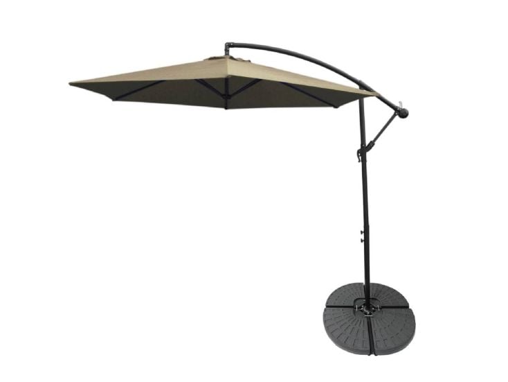 Sonnenschirm mit fächerförmigem Sockel - Beige