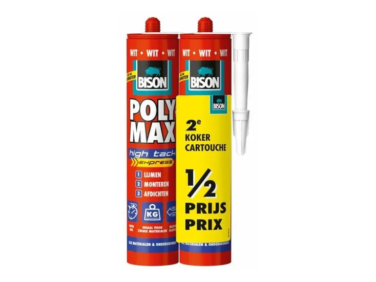 Bison 425 Gramm weiß Poly Max High Tack Express - 2 Stück