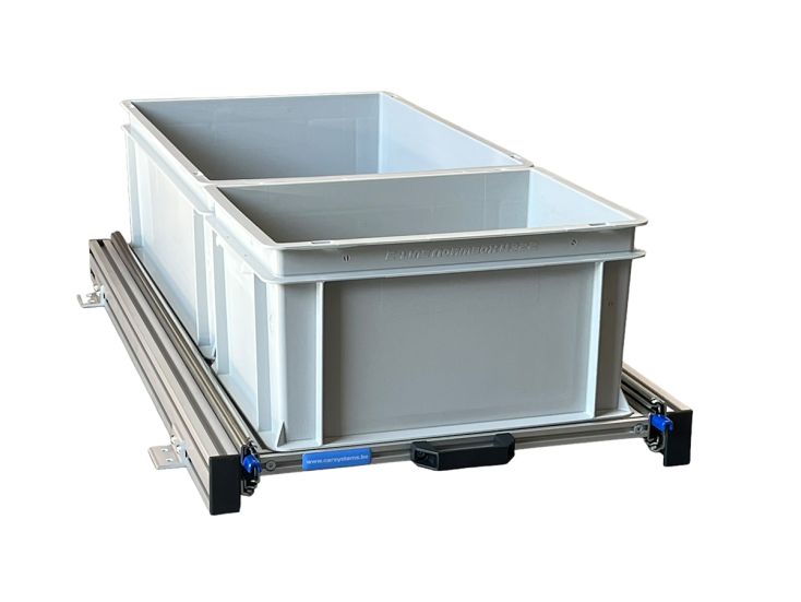 Aluminium 90x40 cm Schiebegestell mit 2 offenen Körben