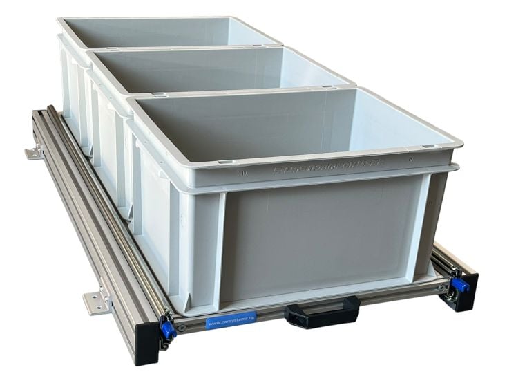 Aluminium 90x40 cm Schiebegestell mit 3 offenen Körben