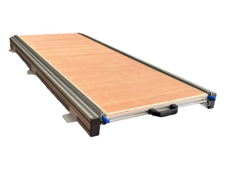 Aluminium 120x30cm Camper Schiebegestell mit 12mm Multiplex