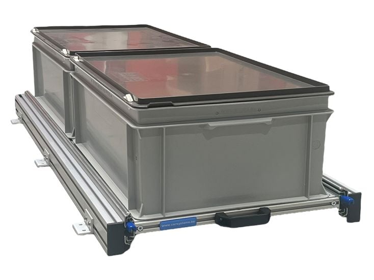Aluminium Schiebeframe 120x40 cm mit 2 Boxen und Deckel