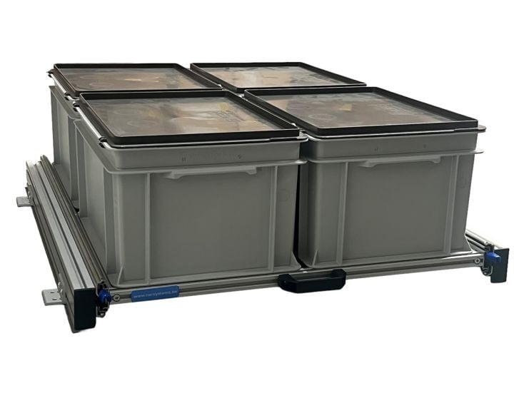 Aluminium Schiebeframe 80x60 cm mit 4 Boxen und Deckel
