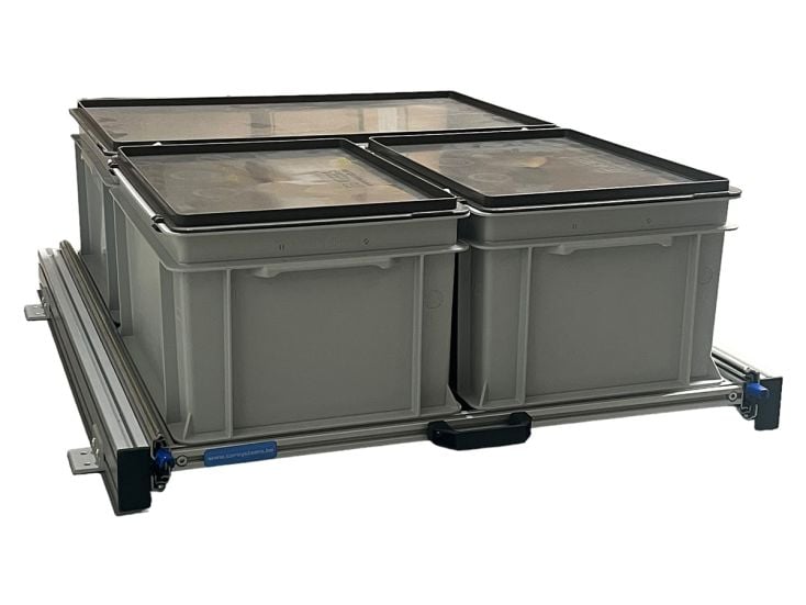 Aluminium Schiebeframe 80x60 cm mit 3 Boxen und Deckel