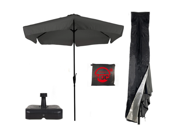 CUHOC sonnenschirm Ø3m grau mit hülle Redlabel und fuß