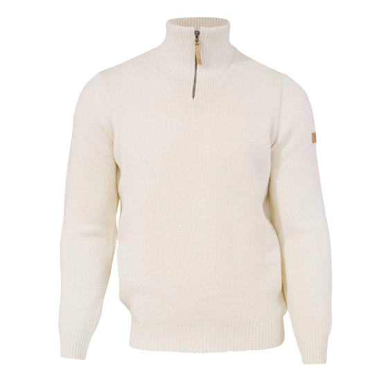 Ivanhoe NLS Elm weißer Pullover mit halbem Reißverschluss