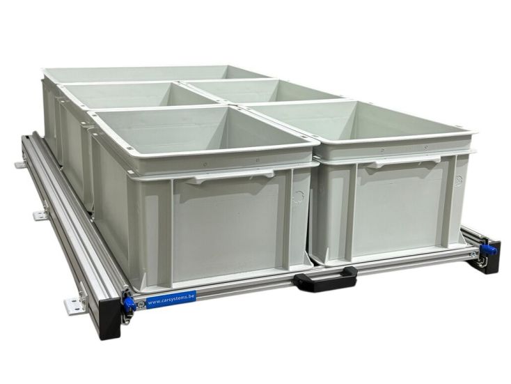 Aluminium 120 x 60 cm Heckauszug mit 5 offenen Boxen