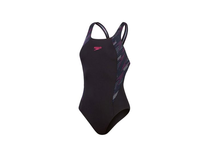 Speedo H-Boom Splice Muscleback Sportbadeanzug - Black Pink