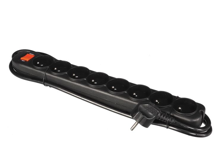 Perel EWS8B 8-fach Steckdosenleiste mit Schalter - 1,5 Meter