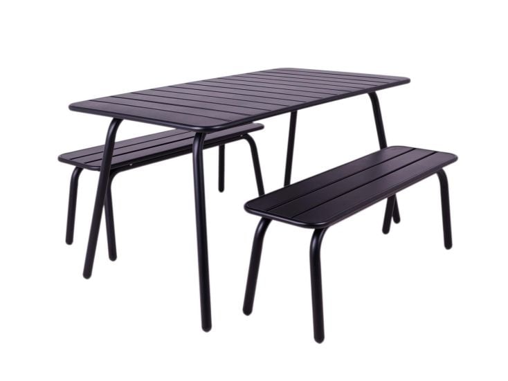MaximaVida 3-teiliges 150 cm Metall-Picknick-Set - Black