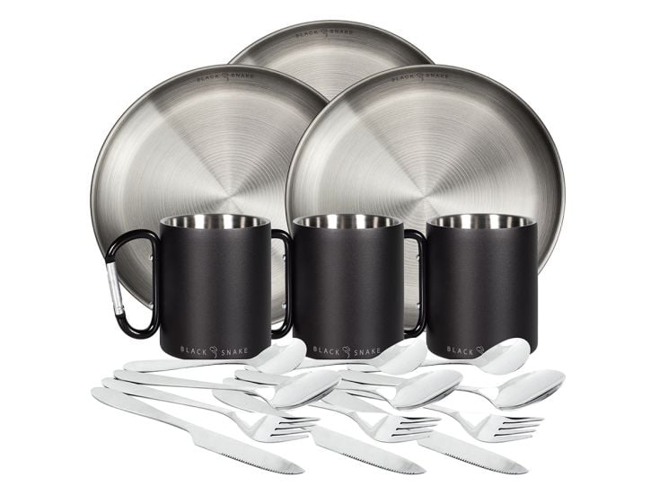 Black Snake 3-Personen Stahl Camping Set Teller