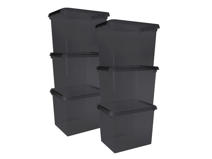 Sunware comfort Line 6er-Set 52L Aufbewahrungsbox - grau