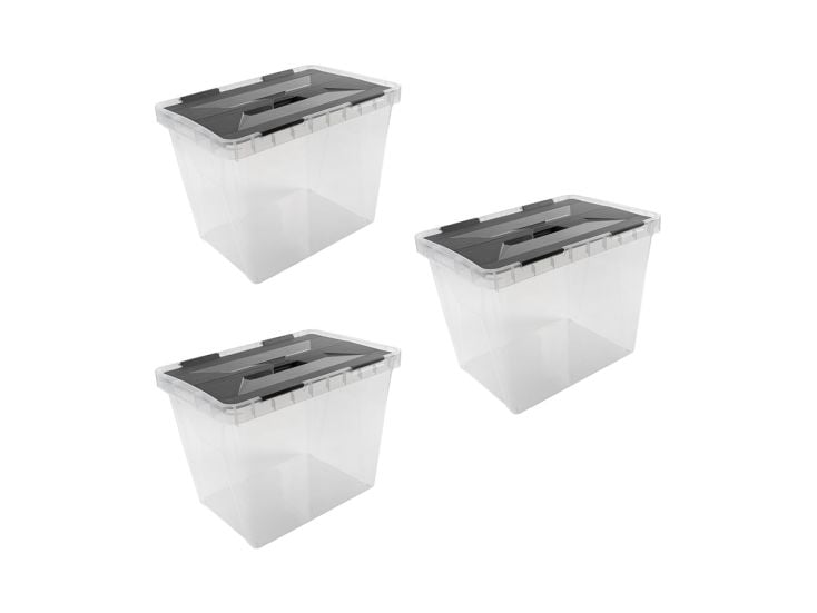 Onyx Aufbewahrungsbox 25L transparent anthrazit-3er satz