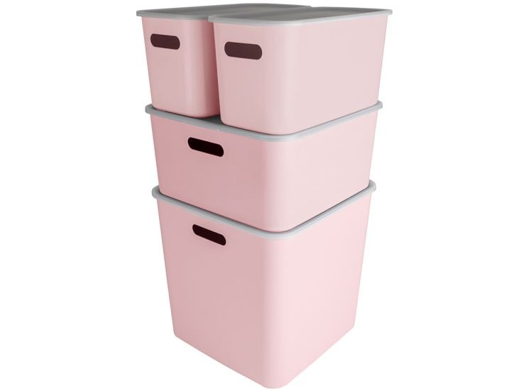 Sunware Sigma home 4er-Set cube boxen mit Deckeln - rosa
