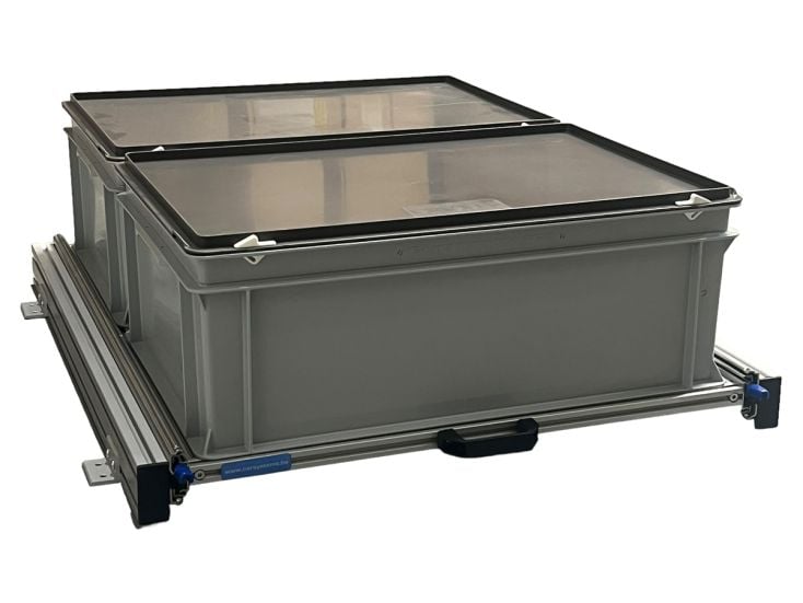 Aluminium Schiebeframe 80x60 cm mit 2 Boxen und Deckel