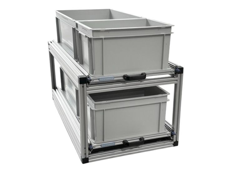 Doppel Aluminium Heckauszug mit 4 offenen Boxen - 90×40 cm