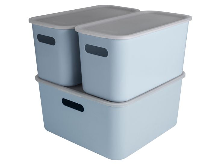 Sunware Sigma home 3er-Set cube boxen mit Deckel - blau