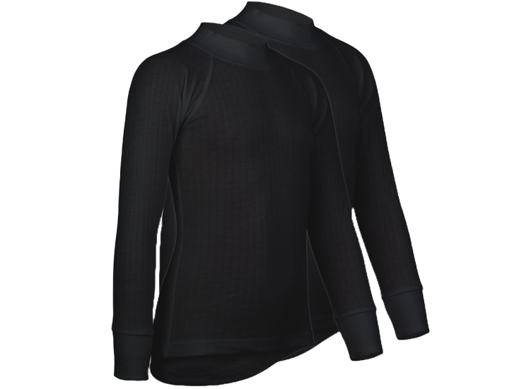 Avento Langarm-Thermoshirt Junior 2er-Pack - Schwarz