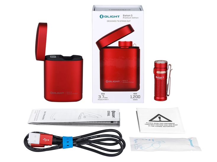 Olight Baton 3 Premium Kit Red Wiederaufladbare Taschenlampe