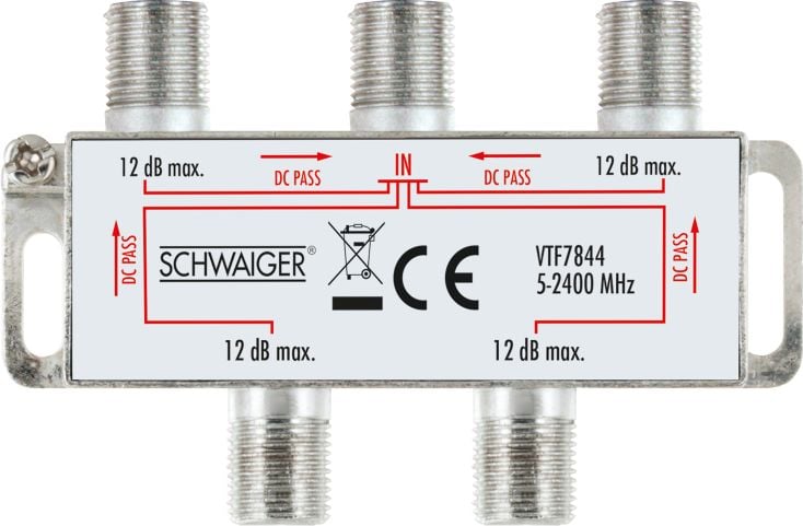 Schwaiger VTF7844 4-fach 12 dB Kabelverteiler