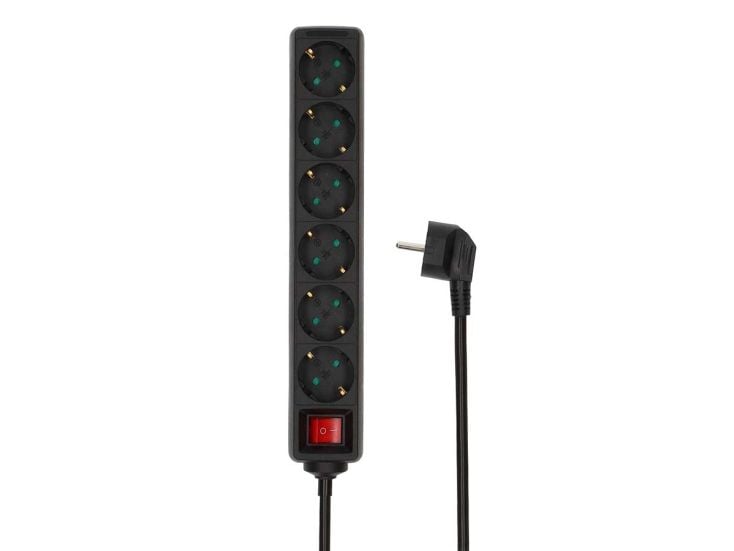 Nedis ESOC615F2BK 6-fach Steckdosenleiste - 1 Meter