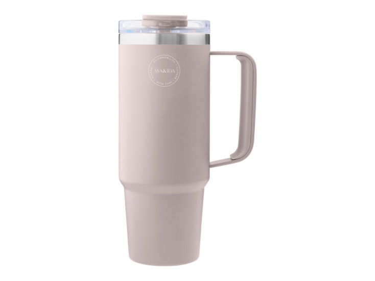 AYA&IDA 885 ml Thermobecher mit Strohhalm - Soft Pink
