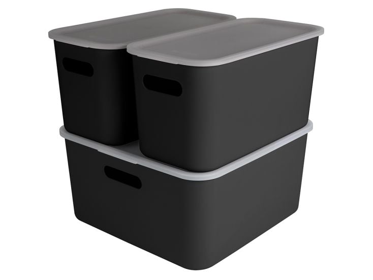 Sunware Sigma home 3er-Set cube boxen mit Deckel - schwarz