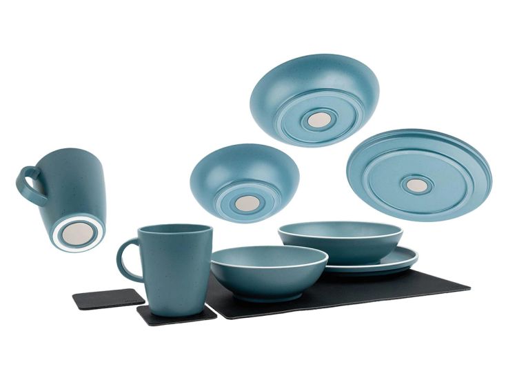 Silwy Dolomit 11-teiliges Magnet-Kunststoff-Geschirrset - Blue