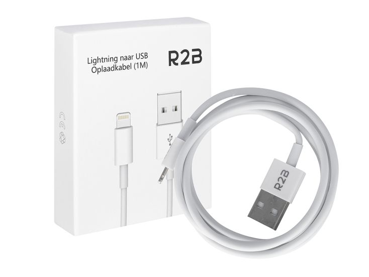 R2B 1 Meter weißes USB-A zu Lightning Kabel