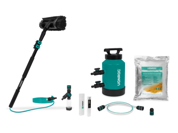 VONROC 1,8 m Teleskop-Waschbürstenset mit DI-Reinwasserfilter