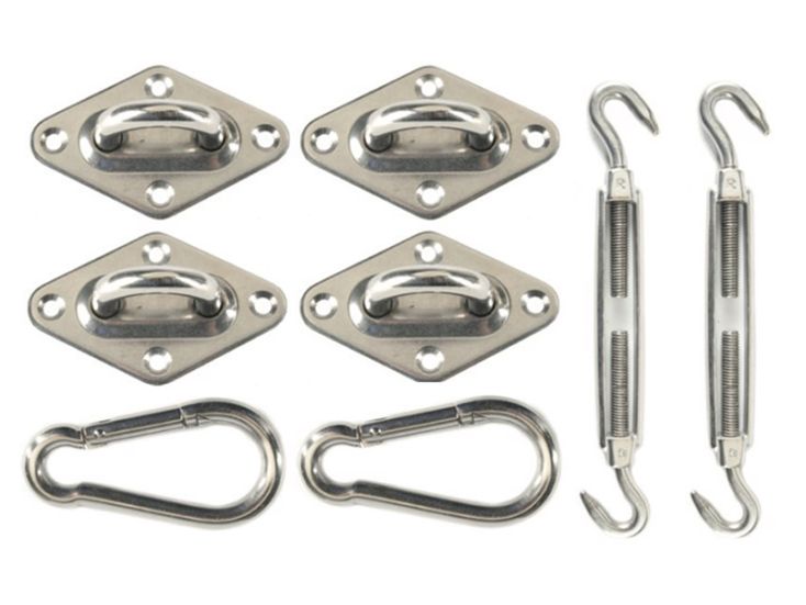 Livn Quadrat Schattentuch Edelstahl Befestigungsmaterial - Silver