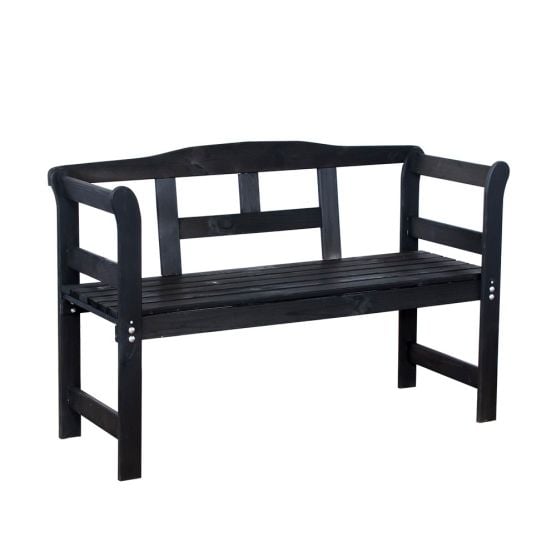 SenS-Line Friesen Schwarz Holz Gartenbank 133x40x75 cm