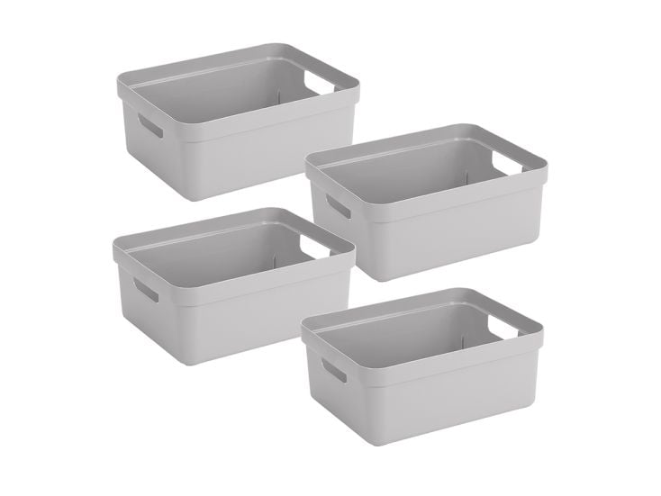 Sunware Sigma home 4er-Set 24L Aufbewahrungsbox - grau