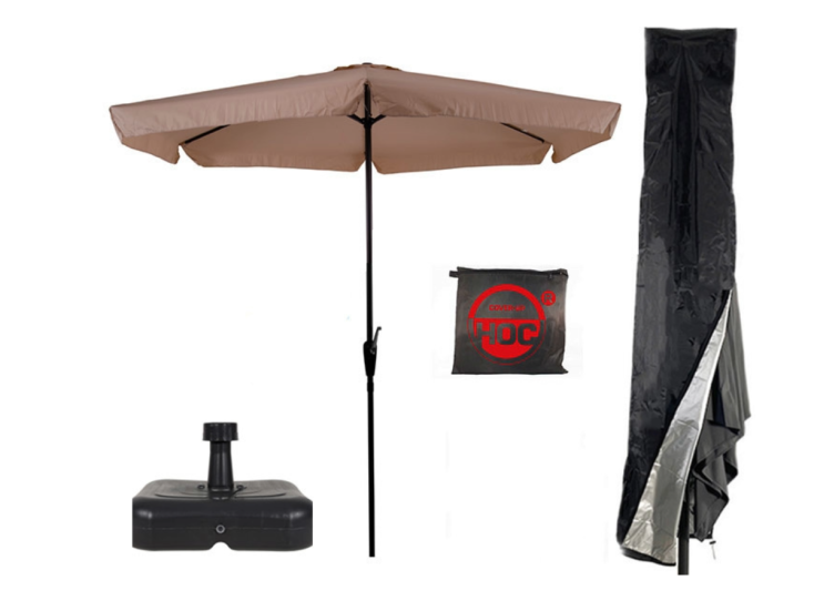 CUHOC sonnenschirm Ø3m ecru mit hülle Redlabel und fuß