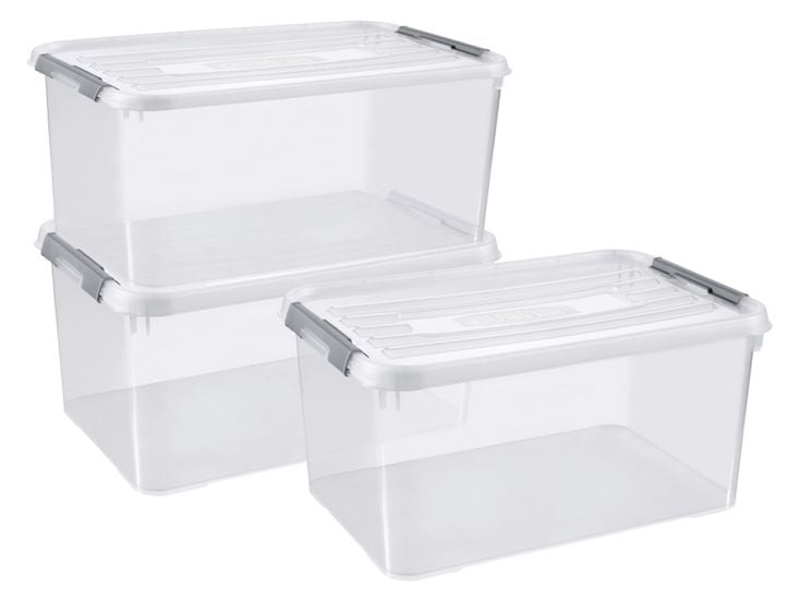 Curver Handy+ 50 Liter Aufbewahrungsbox mit Deckel - 3 Stück