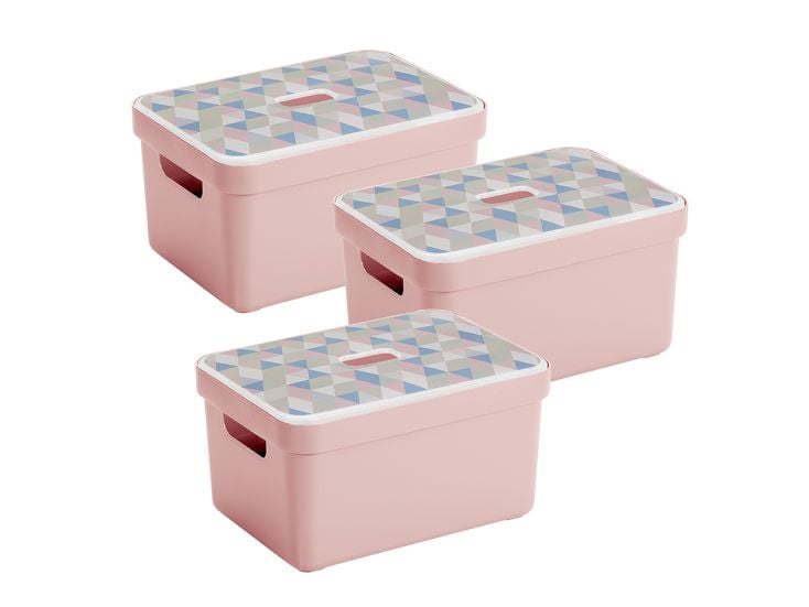 Sunware Sigma 13 Liter Pink Triangel Box mit Deckel - 3 Stück