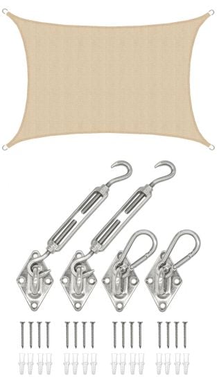 AMANKA 3 x 4 atmungsaktives UV Sonnensegel - Beige