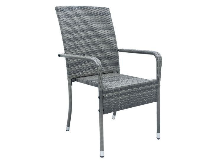 Juskys Yoro Polyrattan Set von 4 Gartenstühle - Grey