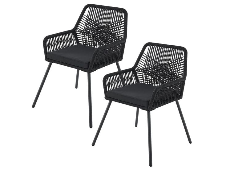 Juskys Kastos Set von 2 Gartenstühle mit Sitzkissen - Black