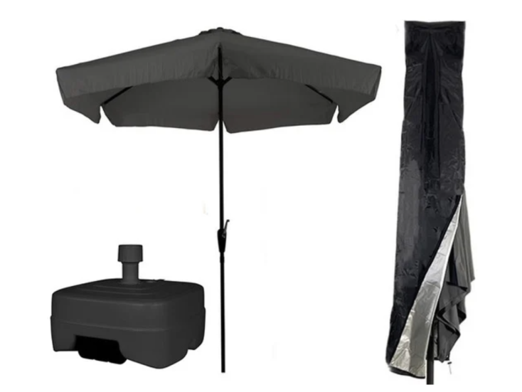 CUHOC sonnenschirm Ø3m grau mit hülle Redlabel und fuß